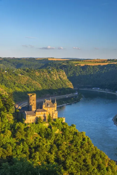 Framed Print : Germany, Rhineland Palatinate, River Rhine, Sankt Goarshausen, Burg Katz and River Rhine Framed Print : Germany, Rhineland Palatinate, River Rhine, Sankt Goarshausen, Burg Katz and River Rhine