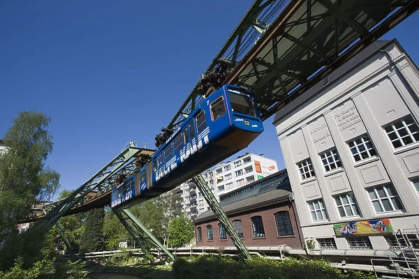 Germany, Rhineland-Westphalia, Ruhr Basin, Wuppertal, Schwebebahn suspended tram line