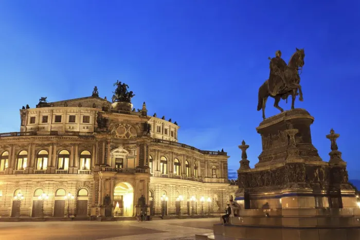 Framed Print : Germany, Saxony, Dresden, Old Town, Theaterplatz, Semperoper Opera House