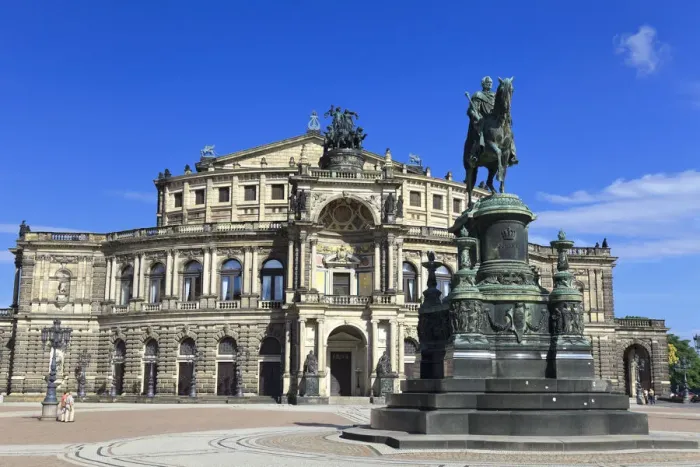 Framed Print : Germany, Saxony, Dresden, Old Town, Theaterplatz, Semperoper Opera House