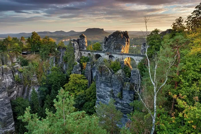 Framed Print : Germany, Saxony, Saxon Switzerland National Park, Elbe Sandstone Mountains, Bastei viewpoint