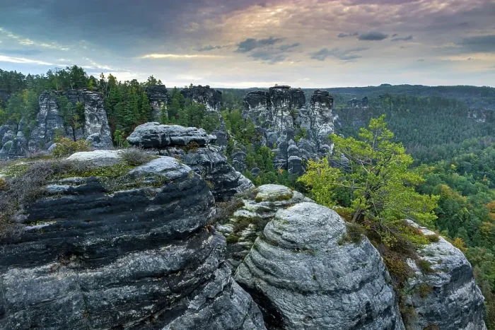 Framed Print : Germany, Saxony, Saxon Switzerland National Park, Elbe Sandstone Mountains