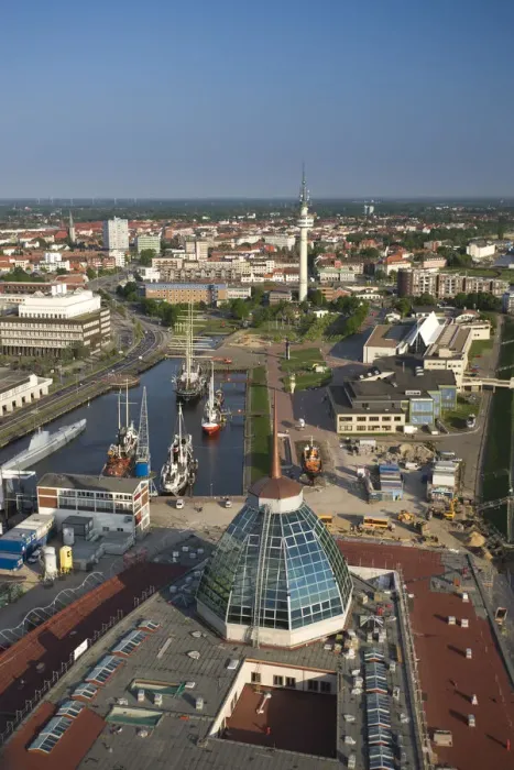 Framed Print : Germany, State of Bremen, Bremerhaven, view from Atlantic Sail City Building Framed Print : Germany, State of Bremen, Bremerhaven, view from Atlantic Sail City Building