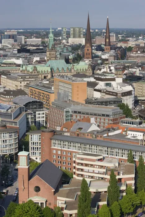 Framed Print : Germany, State of Hamburg, Hamburg, View from St. Michaeliskirche church tower Framed Print : Germany, State of Hamburg, Hamburg, View from St. Michaeliskirche church tower