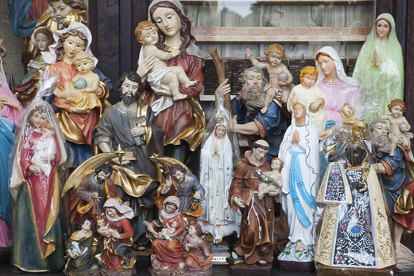 Germany, Upper Bavaria, Altotting, Souvenir Shop Display of Religious Icons