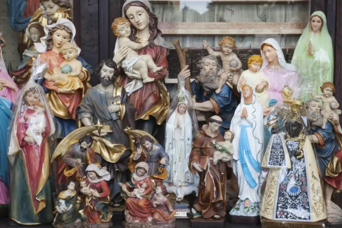 Framed Print : Germany, Upper Bavaria, Altotting, Souvenir Shop Display of Religious Icons Framed Print : Germany, Upper Bavaria, Altotting, Souvenir Shop Display of Religious Icons