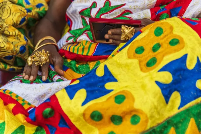Framed Print : Ghana, Kumasi, Akwasidae festival. Colorful dresses and gold jewellery esposed Framed Print : Ghana, Kumasi, Akwasidae festival. Colorful dresses and gold jewellery esposed