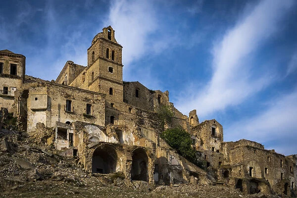 The ghost town of Craco, Matera province, Basilicata, Italy, Europe
