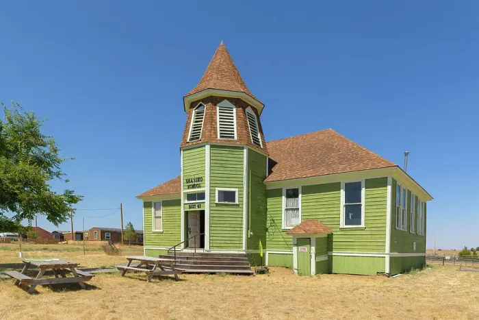 Framed Print : Ghost Town Shankiko Schoolhouse, Highway 97, Wasco County, Oregon, USA