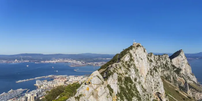 Framed Print : Gibraltar, View of Gibraltar rock, Gibraltar and in distance La Linea, Spain Framed Print : Gibraltar, View of Gibraltar rock, Gibraltar and in distance La Linea, Spain