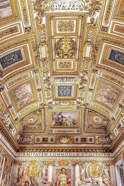 Gilded ornate ceiling of Castel Sant Angelo, Rome, Lazio, Italy