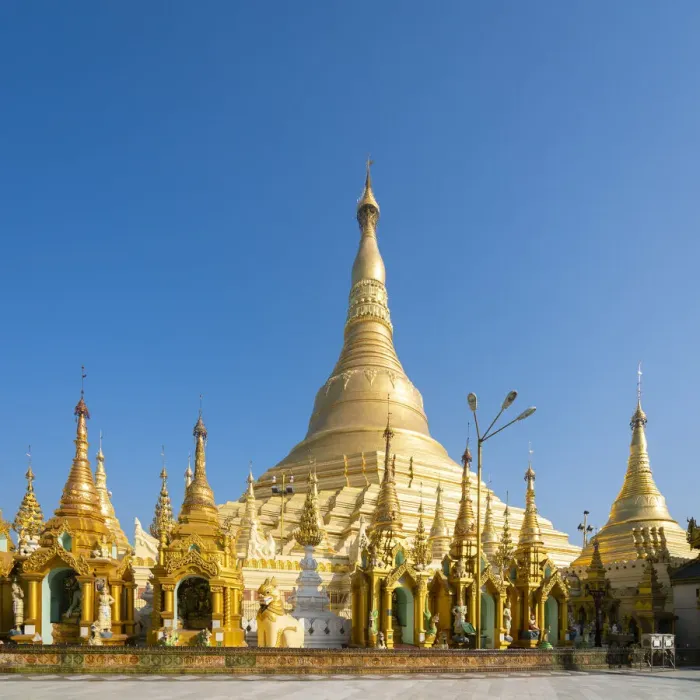 Framed Print : Gilded Shwedagon Pagoda against clear sky, Yangon, Yangon Region, Myanmar Framed Print : Gilded Shwedagon Pagoda against clear sky, Yangon, Yangon Region, Myanmar