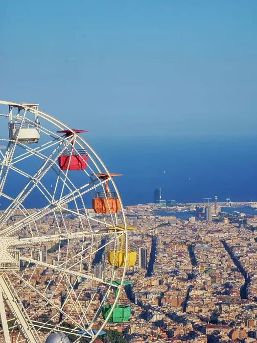 Framed Print : Giradabo Ferris Wheel at sunset, Tibidabo Amusement Park, Mount Tibidabo, Barcelona, Catalonia, Spain Framed Print : Giradabo Ferris Wheel at sunset, Tibidabo Amusement Park, Mount Tibidabo, Barcelona, Catalonia, Spain