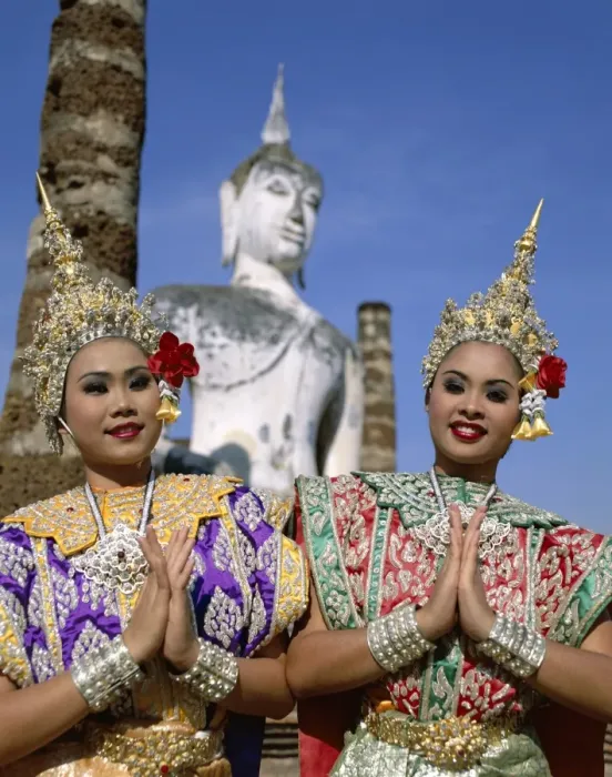 Framed Print : Girls Dressed in Traditional Dancing Costume at Wat Mahathat