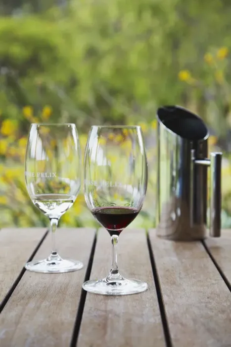 Framed Print : Glasses of wine at Vasse Felix winery, Margaret River, Western Australia, Australia