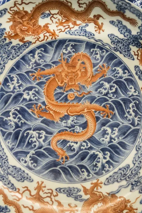 Framed Print : Glazed dish with dragon (Qing dynasty, AD 1723-1735), Shanghai Museum, People s Framed Print : Glazed dish with dragon (Qing dynasty, AD 1723-1735), Shanghai Museum, People s