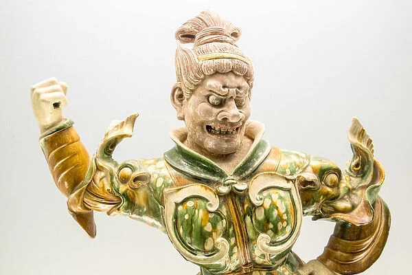 Glazed pottery statue of Heavenly Guardian (Tang dynasty AD618-907), Shanghai Museum
