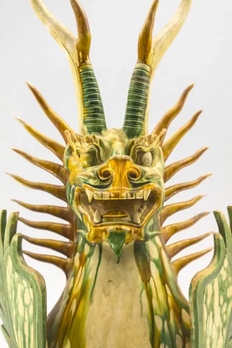 Framed Print : Glazed pottery statue of Tomb Guardian beast(Tang dynasty AD618-907), Shanghai Museum