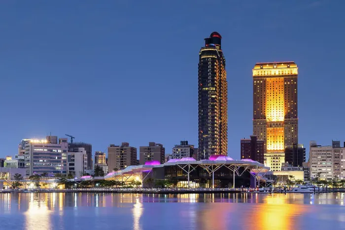 Framed Print : Glory Pier and skyscrapers at dusk, Kaohsiung, Taiwan Framed Print : Glory Pier and skyscrapers at dusk, Kaohsiung, Taiwan