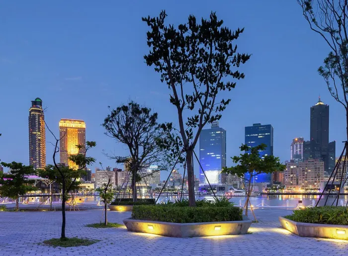 Framed Print : Glory Pier and skyscrapers at dusk, Kaohsiung, Taiwan Framed Print : Glory Pier and skyscrapers at dusk, Kaohsiung, Taiwan