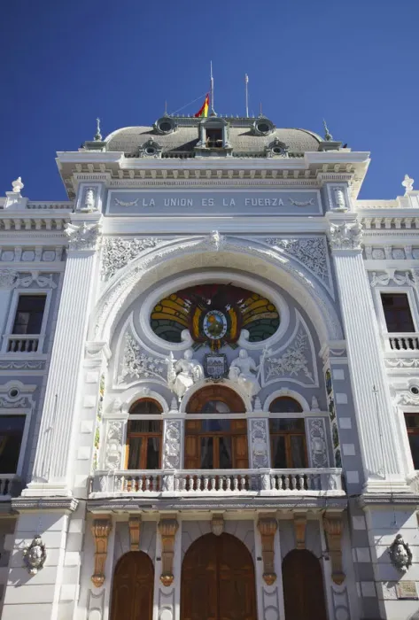 Framed Print : Gobierno Nacional (National Government) Building in Plaza 25 de Mayo, Sucre (UNESCO