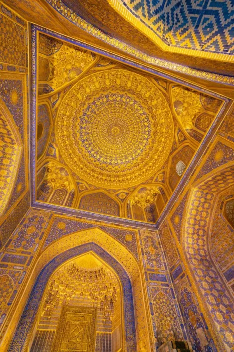 Framed Print : Gold gild in the interior mosque dome of Tilla Kari, Tilya Kori, madrasah Framed Print : Gold gild in the interior mosque dome of Tilla Kari, Tilya Kori, madrasah