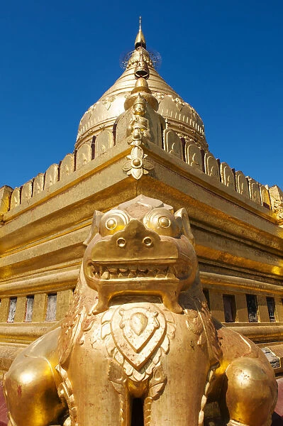 Gold leaf-gilded stupa at the Shwezigon Paya, Mandalay, Burma (Myanmar)