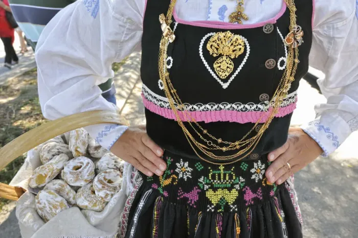 Framed Print : Gold necklace and traditional costume of Minho Framed Print : Gold necklace and traditional costume of Minho