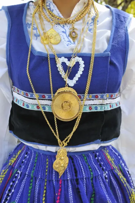 Framed Print : Gold necklace and traditional costume of Minho Framed Print : Gold necklace and traditional costume of Minho