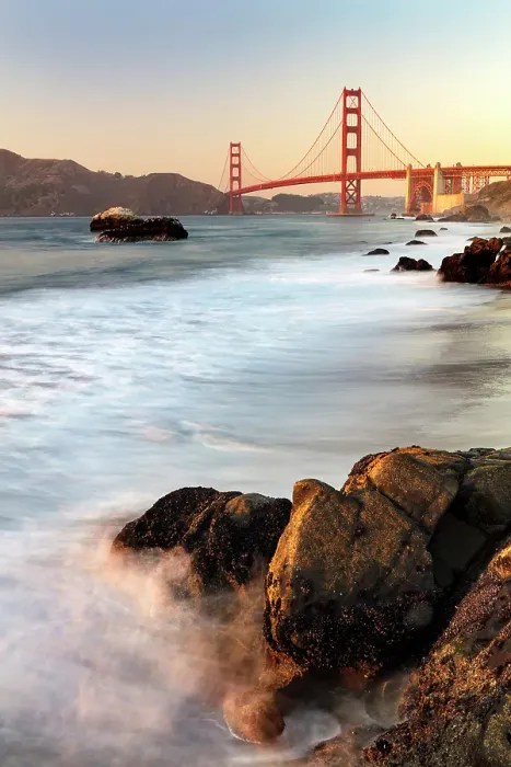 Framed Print : Golden Gate Bridge from Baker Beach at sunset, San Francisco, California, USA Framed Print : Golden Gate Bridge from Baker Beach at sunset, San Francisco, California, USA