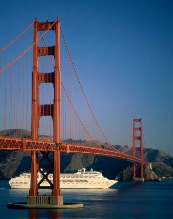 Framed Print : Golden Gate Bridge & Cruise Ship, San Francisco, California, USA Framed Print : Golden Gate Bridge & Cruise Ship, San Francisco, California, USA