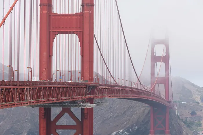 Framed Print : The Golden Gate Bridge on a foggy summer morning, San Francisco, California, USA. Summer (August) 2025 Framed Print : The Golden Gate Bridge on a foggy summer morning, San Francisco, California, USA. Summer (August) 2025