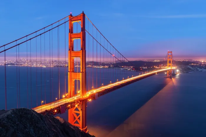 Framed Print : The Golden Gate Bridge at night time, San Francisco, California, USA Framed Print : The Golden Gate Bridge at night time, San Francisco, California, USA