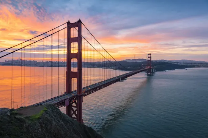 Framed Print : Golden Gate Bridge during sunrise. Marin County, San Francisco, Northern California, USA Framed Print : Golden Gate Bridge during sunrise. Marin County, San Francisco, Northern California, USA