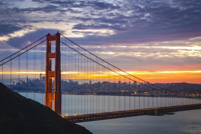Framed Print : Golden Gate Bridge during sunrise. Marin County, San Francisco, Northern California, USA Framed Print : Golden Gate Bridge during sunrise. Marin County, San Francisco, Northern California, USA