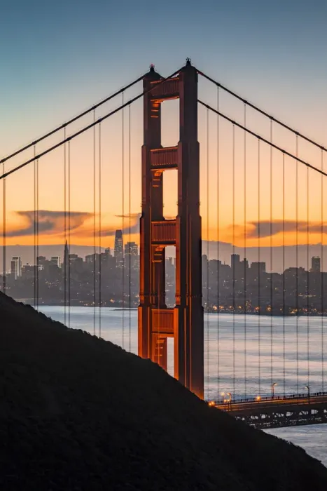 Framed Print : The Golden Gate Bridge during sunrise. Marin county, San Francisco, Northern California