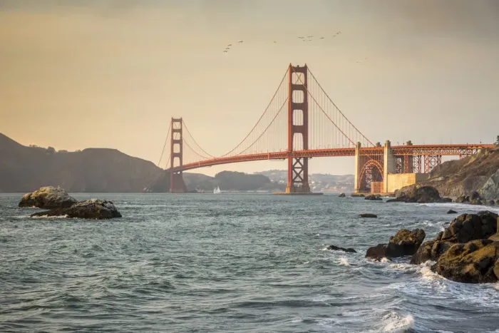 Framed Print : Golden Gate Bridge at sunset shot from Baker Beach Framed Print : Golden Gate Bridge at sunset shot from Baker Beach