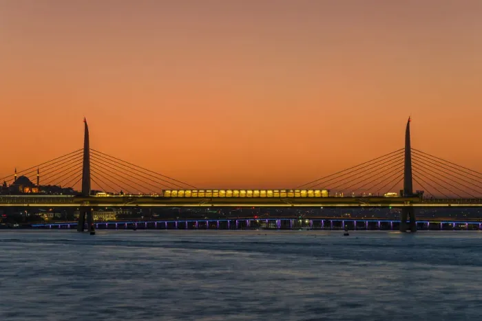 Framed Print : Golden Horn Metro Bridge at sunset, Istanbul, Turkey Framed Print : Golden Horn Metro Bridge at sunset, Istanbul, Turkey