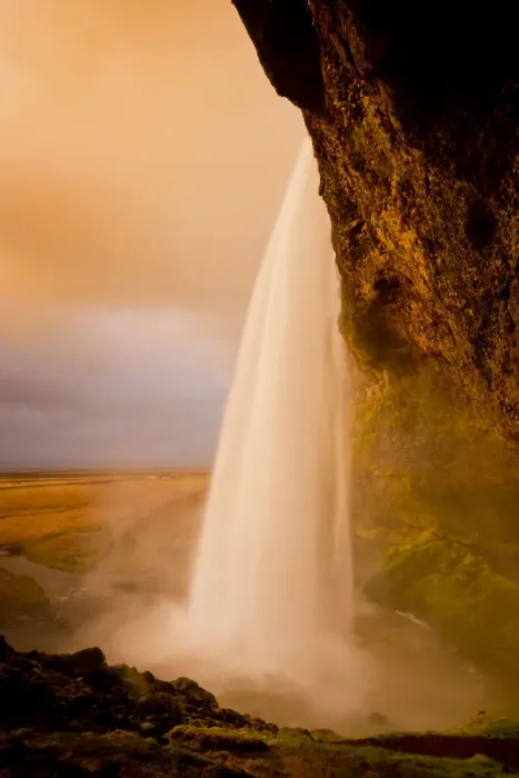 Framed Print : Golden Light on Seljalandsfoss Waterfall, Iceland Framed Print : Golden Light on Seljalandsfoss Waterfall, Iceland