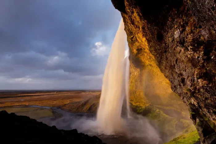 Framed Print : Golden Light on Seljalandsfoss Waterfall, Iceland Framed Print : Golden Light on Seljalandsfoss Waterfall, Iceland