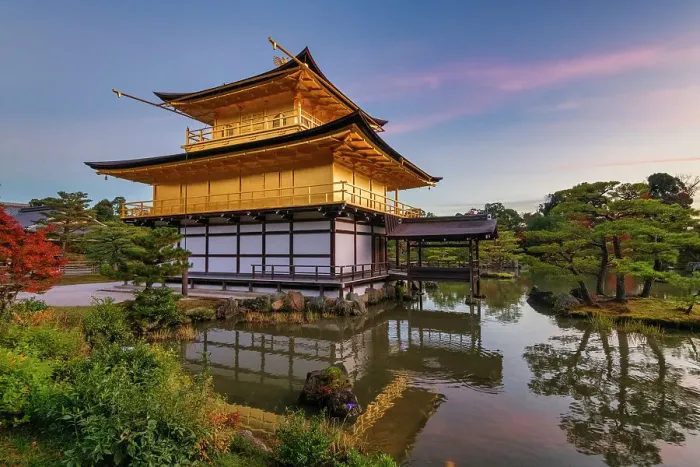 Framed Print : The Golden Pavilion at Sunset, Kinkaku-ji, Kyoto, Japan