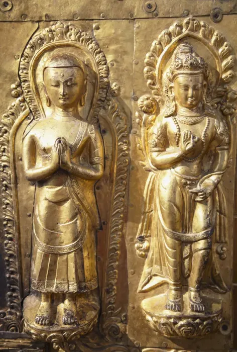 Framed Print : Golden statues at Swayambhunath Stupa (UNESCO World Heritage Site), Kathmandu, Nepal Framed Print : Golden statues at Swayambhunath Stupa (UNESCO World Heritage Site), Kathmandu, Nepal