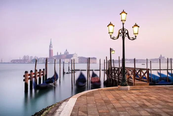 Framed Print : Goldolas on the lagoon at dawn, with San Giorgio Maggiore in the background, San Marco, Venice, Italy Framed Print : Goldolas on the lagoon at dawn, with San Giorgio Maggiore in the background, San Marco, Venice, Italy