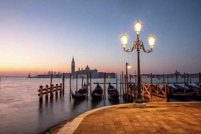 Framed Print : Goldolas on the lagoon at dawn, with San Giorgio Maggiore in the background, San Marco, Venice, Italy Framed Print : Goldolas on the lagoon at dawn, with San Giorgio Maggiore in the background, San Marco, Venice, Italy