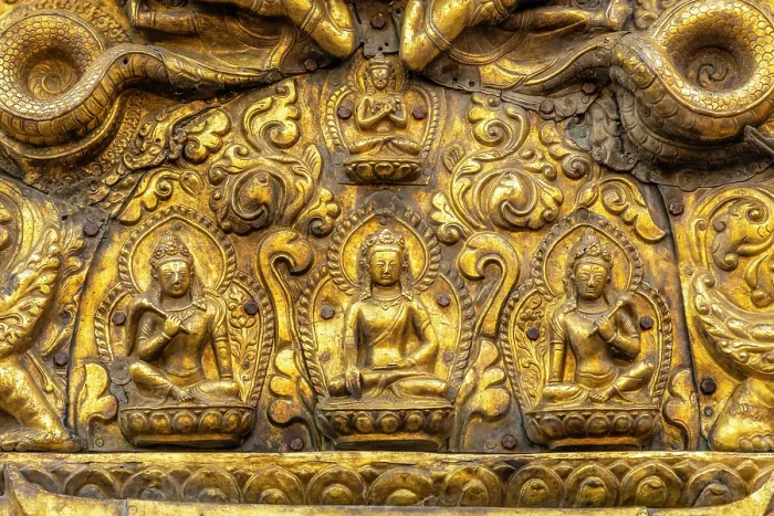 Framed Print : Detail of goold reliefs on the Swayambunath temple (aka Monkey Temple), Kathmandu, Nepal Framed Print : Detail of goold reliefs on the Swayambunath temple (aka Monkey Temple), Kathmandu, Nepal
