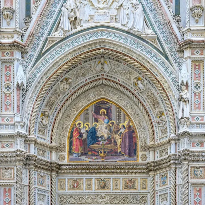 Framed Print : Gothic Revival facade (detail) of Florence Cathedral (Duomo di Firenze) Framed Print : Gothic Revival facade (detail) of Florence Cathedral (Duomo di Firenze)