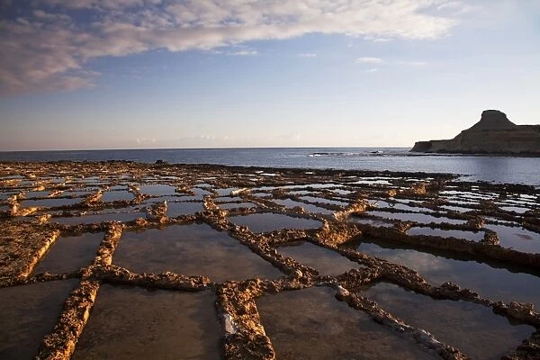 Gozo, Malta, Europe; Salt pans in Marsalforn