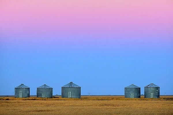 Grain bins at dawn Moose Jaw Saskatchewan, Canada