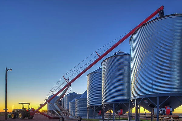 Grain bins at sunrise Swift Current, Saskatchewan, Canada