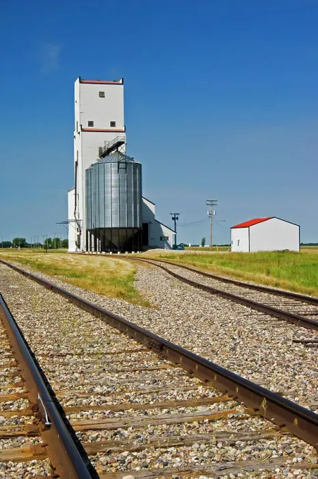 Framed Print : Grain elevator and railroad tracks Holland, Manitoba, Canada Framed Print : Grain elevator and railroad tracks Holland, Manitoba, Canada